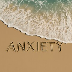 Fototapeta premium An aerial view of a coastline where sea waves wash over the word 