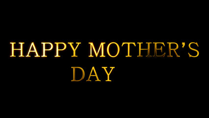 Obraz premium Happy Mother's Day cinematic gold typography text overlay in black. I love you mom, emotional happy celebration. Anniversary hugging, sending wishes, messages. Banner for social media, wallpaper.