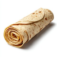 Rolled tortilla wrap closeup isolated on white background