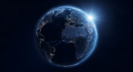 Dynamic Glowing Earth A Stunning Nighttime View of City Lights and Global Connections