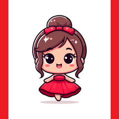 cute girl vector with beautiful dress