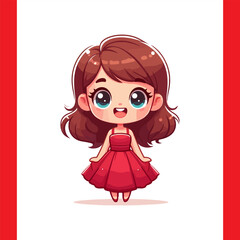 cute girl vector with beautiful dress