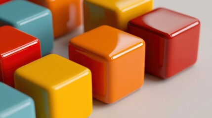 Colorful cube arrangement. Abstract design. Graphic resource of bright shapes on a surface