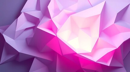 Fototapeta premium Geometric Pink and Purple Abstract: Low Poly Faceted Design, 3D Rendered 
