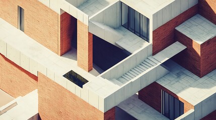 Obraz premium Modern architecture design building exterior concrete structure urban landscape geometric pattern view