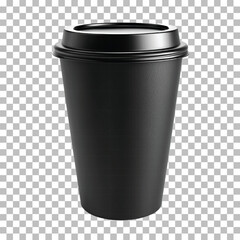 black modern coffee to-go cup isolated on white, transparent 