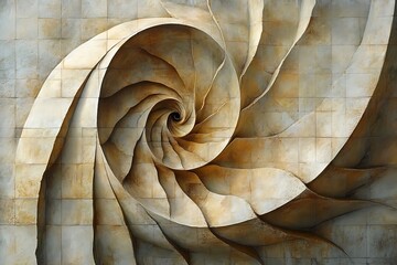 Obraz premium Abstract Swirling Pattern In Beige And Brown With Textured Background Representing Fractal Art And Geometry