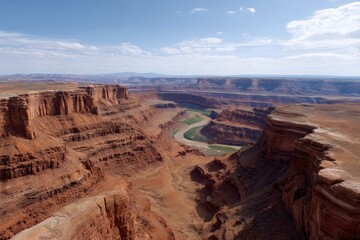 Canyon Landscape with River View Under Sky