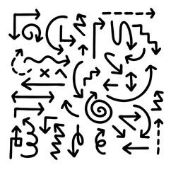 Set of useful arrows on black colour