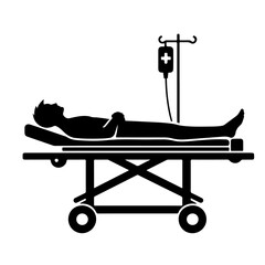 Patient on Stretcher with IV Silhouette for Medical Care Design
