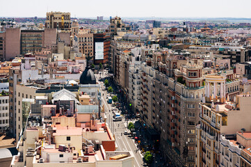 Aerial view of Gran Via Madrid