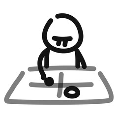 strategizing, stick figure manipulating scatter plot