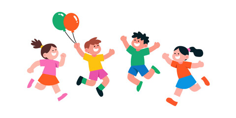 happy children character illustration vector