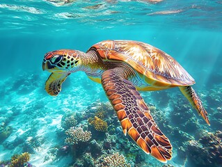 sea turtle swimming