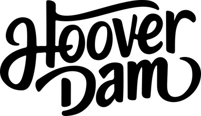 Hoover Dam Calligraphy, Black Text Art