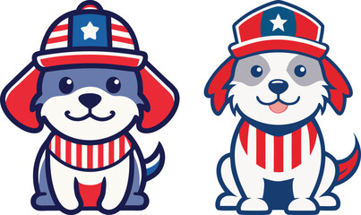 t-shirt design usa independence day themed dog vector illustration