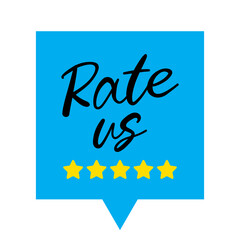 rate us lettering. vector illustration
