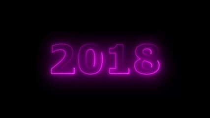 Neon Green Year 2018 Digital Glowing Text on Dark Background for Celebration and New Year 2018