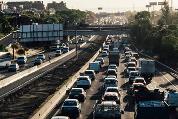 Traffic jam on Madrid highway