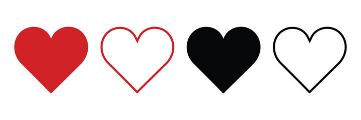 Red heart icon set vector. Heart symbol vector illustration on white background
