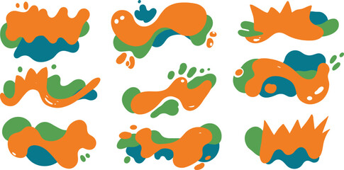 Zig zag wavy shape frames. Vector rectangular and round abstract clouds, flowers and text boxes