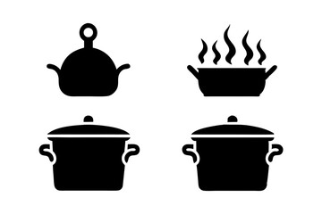 set of Steam Pot silhouette vector illustration