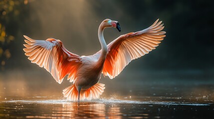 pink flamingo in the water