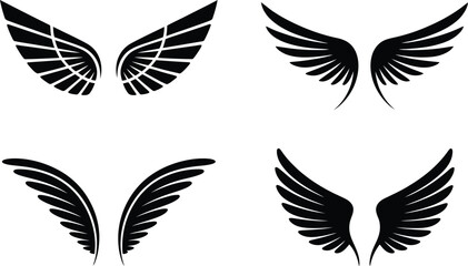 Assorted Black Wing Silhouettes - Vector Set