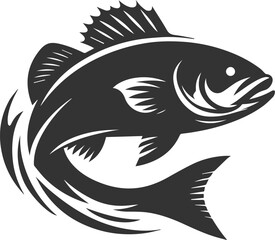 Sea bass fish vector silhouette