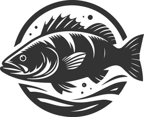 Sea bass fish vector silhouette