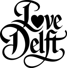 Obraz premium Love Delft Calligraphy Heart Design