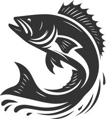 Sea bass fish vector silhouette