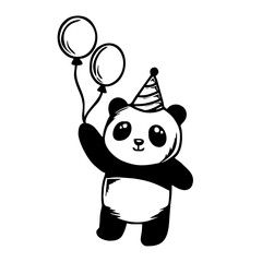 happy birthday panda vector illustration pose 2