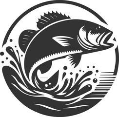 Sea bass fish vector silhouette