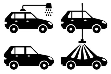 Fototapeta premium set of Car Wash silhouette vector illustration