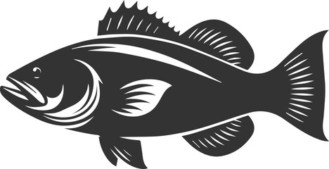 Sea bass fish vector silhouette