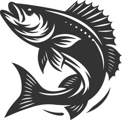 Sea bass fish vector silhouette