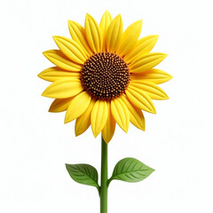 Obraz premium Sunflower 3D rendering perfectly isolated on a white background with vibrant yellow petals and detailed textures 