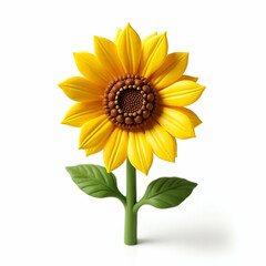 Naklejka premium Sunflower 3D rendering perfectly isolated on a white background with vibrant yellow petals and detailed textures 