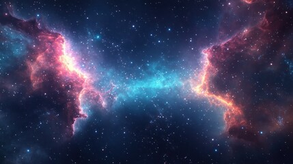 Naklejka premium Science fiction cosmic glowing nebula background wallpaper AI generated image