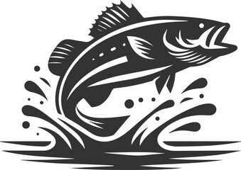 Sea bass fish vector silhouette