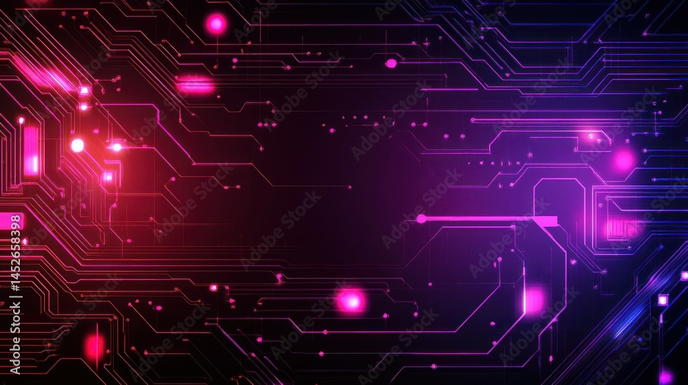 Wall mural cyberpunk inspired neon circuit background with empty space for mockup, wallpaper ai generated image