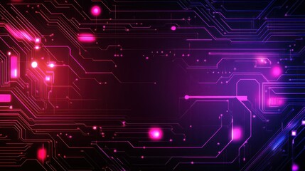 Obraz premium Cyberpunk inspired neon circuit background with empty space for mockup, wallpaper AI generated image