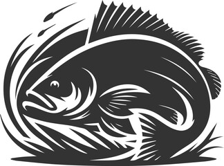 Sea bass fish vector silhouette