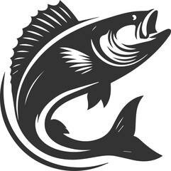 Sea bass fish vector silhouette