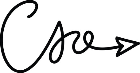 Swirling Arrow Handcrafted Vector Element