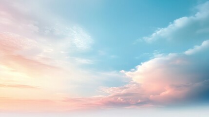 Fototapeta premium Abstract soft cloud landscape with beautiful atmosphere and mockup area, background wallpaper AI generated image