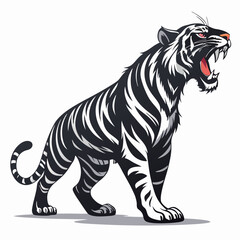 Obraz premium High Contrast Tiger Against Black Background