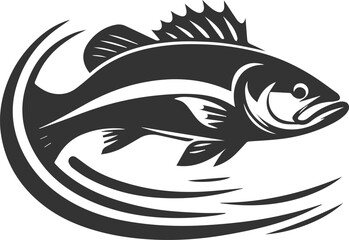 Sea bass fish vector silhouette