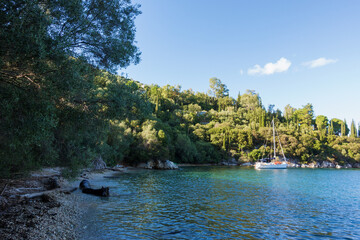 Amazing scenery by the sea in Houhoulio beach, north-east Corfu, Greece